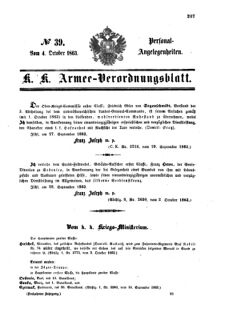 Kaiserlich-königliches Armee-Verordnungsblatt: Personal-Angelegenheiten 18631004 Seite: 1