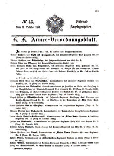 Kaiserlich-königliches Armee-Verordnungsblatt: Personal-Angelegenheiten 18631031 Seite: 1