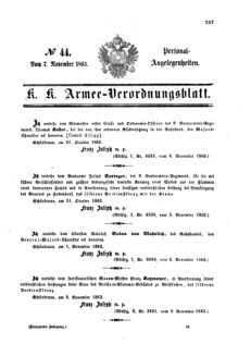 Kaiserlich-königliches Armee-Verordnungsblatt: Personal-Angelegenheiten 18631107 Seite: 1