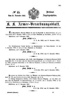 Kaiserlich-königliches Armee-Verordnungsblatt: Personal-Angelegenheiten 18631118 Seite: 1