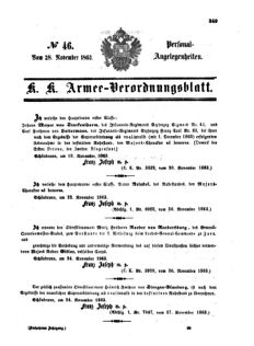 Kaiserlich-königliches Armee-Verordnungsblatt: Personal-Angelegenheiten 18631128 Seite: 1