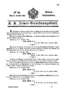 Kaiserlich-königliches Armee-Verordnungsblatt: Personal-Angelegenheiten 18631213 Seite: 1