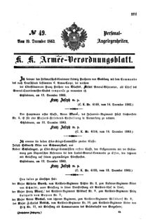 Kaiserlich-königliches Armee-Verordnungsblatt: Personal-Angelegenheiten 18631219 Seite: 1