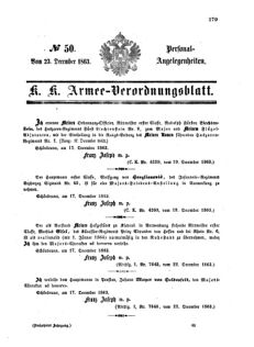 Kaiserlich-königliches Armee-Verordnungsblatt: Personal-Angelegenheiten 18631223 Seite: 1