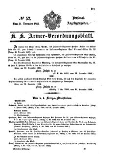 Kaiserlich-königliches Armee-Verordnungsblatt: Personal-Angelegenheiten 18631231 Seite: 1