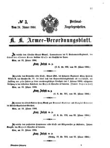 Kaiserlich-königliches Armee-Verordnungsblatt: Personal-Angelegenheiten 18640124 Seite: 1