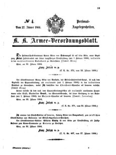 Kaiserlich-königliches Armee-Verordnungsblatt: Personal-Angelegenheiten 18640127 Seite: 1