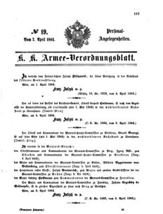 Kaiserlich-königliches Armee-Verordnungsblatt: Personal-Angelegenheiten 18640407 Seite: 1