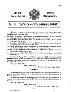 Kaiserlich-königliches Armee-Verordnungsblatt: Personal-Angelegenheiten 18640416 Seite: 1