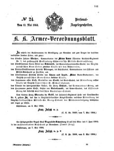 Kaiserlich-königliches Armee-Verordnungsblatt: Personal-Angelegenheiten 18640513 Seite: 1