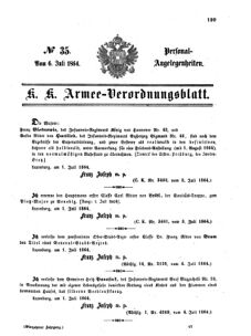 Kaiserlich-königliches Armee-Verordnungsblatt: Personal-Angelegenheiten 18640706 Seite: 1