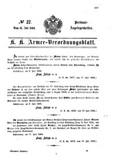 Kaiserlich-königliches Armee-Verordnungsblatt: Personal-Angelegenheiten 18640715 Seite: 1