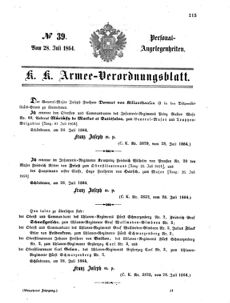 Kaiserlich-königliches Armee-Verordnungsblatt: Personal-Angelegenheiten 18640728 Seite: 1