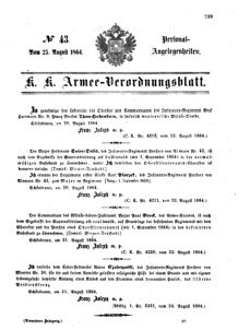 Kaiserlich-königliches Armee-Verordnungsblatt: Personal-Angelegenheiten 18640825 Seite: 1