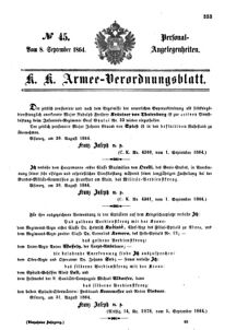 Kaiserlich-königliches Armee-Verordnungsblatt: Personal-Angelegenheiten 18640908 Seite: 1