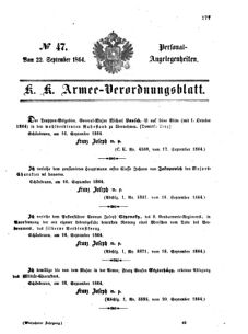 Kaiserlich-königliches Armee-Verordnungsblatt: Personal-Angelegenheiten 18640922 Seite: 1