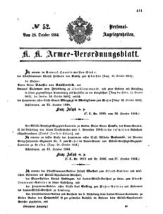 Kaiserlich-königliches Armee-Verordnungsblatt: Personal-Angelegenheiten 18641028 Seite: 1