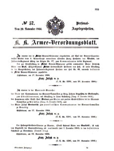 Kaiserlich-königliches Armee-Verordnungsblatt: Personal-Angelegenheiten 18641120 Seite: 1