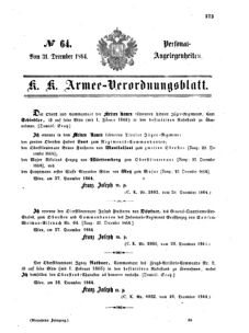 Kaiserlich-königliches Armee-Verordnungsblatt: Personal-Angelegenheiten 18641231 Seite: 1