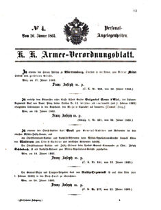 Kaiserlich-königliches Armee-Verordnungsblatt: Personal-Angelegenheiten 18650126 Seite: 1