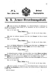 Kaiserlich-königliches Armee-Verordnungsblatt: Personal-Angelegenheiten 18650201 Seite: 1