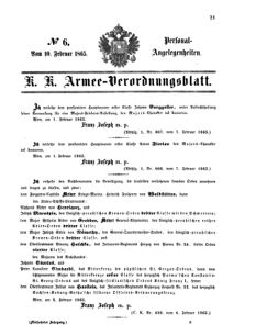 Kaiserlich-königliches Armee-Verordnungsblatt: Personal-Angelegenheiten 18650210 Seite: 1