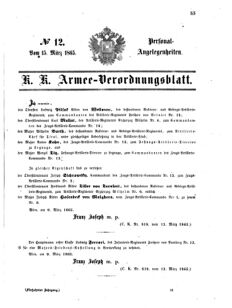 Kaiserlich-königliches Armee-Verordnungsblatt: Personal-Angelegenheiten 18650315 Seite: 1