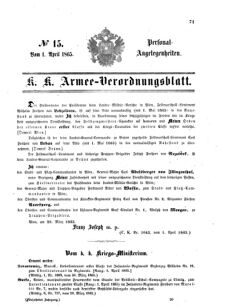 Kaiserlich-königliches Armee-Verordnungsblatt: Personal-Angelegenheiten 18650401 Seite: 1