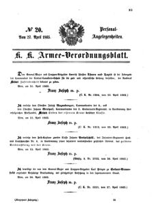 Kaiserlich-königliches Armee-Verordnungsblatt: Personal-Angelegenheiten 18650427 Seite: 1