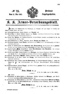 Kaiserlich-königliches Armee-Verordnungsblatt: Personal-Angelegenheiten 18650512 Seite: 1