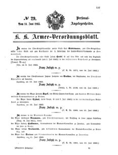 Kaiserlich-königliches Armee-Verordnungsblatt: Personal-Angelegenheiten 18650614 Seite: 1