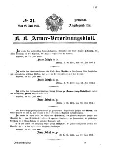 Kaiserlich-königliches Armee-Verordnungsblatt: Personal-Angelegenheiten 18650628 Seite: 1