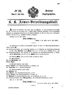 Kaiserlich-königliches Armee-Verordnungsblatt: Personal-Angelegenheiten 18650711 Seite: 1