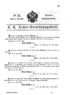 Kaiserlich-königliches Armee-Verordnungsblatt: Personal-Angelegenheiten 18650721 Seite: 1