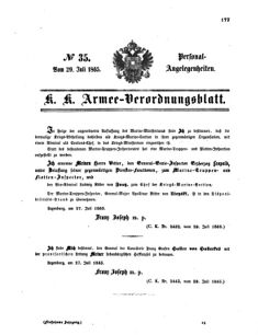 Kaiserlich-königliches Armee-Verordnungsblatt: Personal-Angelegenheiten 18650729 Seite: 1