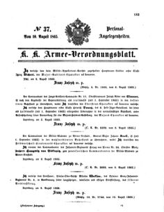 Kaiserlich-königliches Armee-Verordnungsblatt: Personal-Angelegenheiten 18650810 Seite: 1