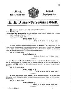 Kaiserlich-königliches Armee-Verordnungsblatt: Personal-Angelegenheiten 18650824 Seite: 1