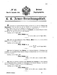 Kaiserlich-königliches Armee-Verordnungsblatt: Personal-Angelegenheiten 18650910 Seite: 1