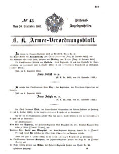 Kaiserlich-königliches Armee-Verordnungsblatt: Personal-Angelegenheiten 18650920 Seite: 1