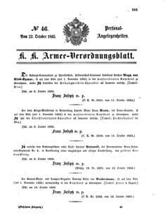 Kaiserlich-königliches Armee-Verordnungsblatt: Personal-Angelegenheiten 18651022 Seite: 1