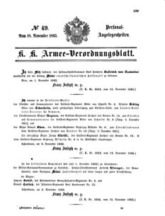 Kaiserlich-königliches Armee-Verordnungsblatt: Personal-Angelegenheiten 18651118 Seite: 1