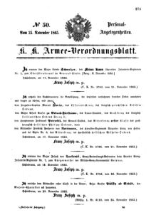 Kaiserlich-königliches Armee-Verordnungsblatt: Personal-Angelegenheiten 18651125 Seite: 1