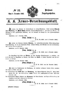 Kaiserlich-königliches Armee-Verordnungsblatt: Personal-Angelegenheiten 18651208 Seite: 1