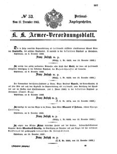 Kaiserlich-königliches Armee-Verordnungsblatt: Personal-Angelegenheiten 18651217 Seite: 1