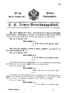 Kaiserlich-königliches Armee-Verordnungsblatt: Personal-Angelegenheiten 18651224 Seite: 1