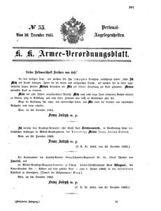 Kaiserlich-königliches Armee-Verordnungsblatt: Personal-Angelegenheiten 18651230 Seite: 1