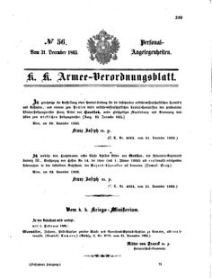 Kaiserlich-königliches Armee-Verordnungsblatt: Personal-Angelegenheiten 18651231 Seite: 1