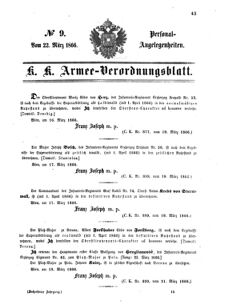 Kaiserlich-königliches Armee-Verordnungsblatt: Personal-Angelegenheiten 18660322 Seite: 1