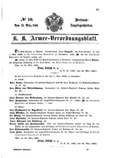 Kaiserlich-königliches Armee-Verordnungsblatt: Personal-Angelegenheiten 18660325 Seite: 1