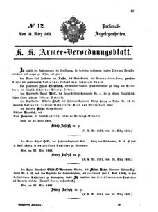 Kaiserlich-königliches Armee-Verordnungsblatt: Personal-Angelegenheiten 18660331 Seite: 1